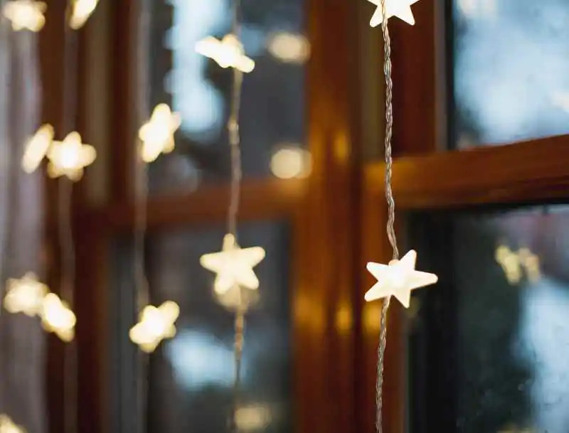 Decoración ventanas Navidad guirnalda de luces de estrellas