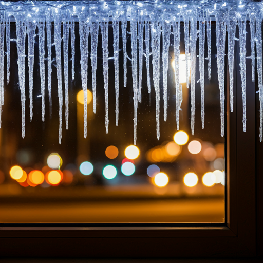 Decoración ventanas Navidad luces carámbanos